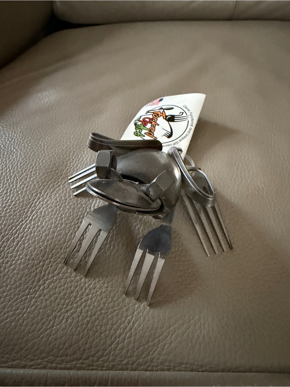 FORKED UP ART 2009 Upcycled Metal Flatware Frog Sculpture Fork/Spoon Made in USA - Picture 4 of 16